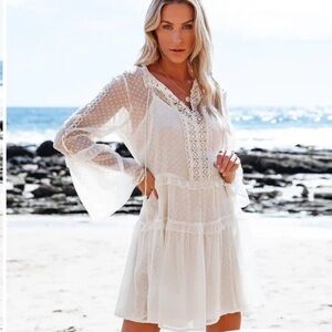 NWT Lovestitch vici made Ivory boho crochet Dress